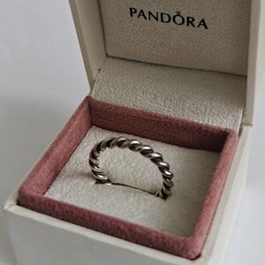 Authentic Pandora Twisted Sterling Silver Band Ring Size 54
